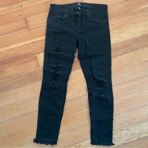 Just Black Skinny Distressed Frayed-Bottom Jean